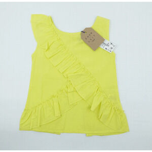 Coco Au Lait Ruffle Top Girls 12 Youth Neon Yellow Sleeveless Blouse Dopple